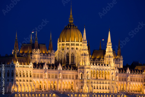 Hungarian Parliament by Night in Budapest