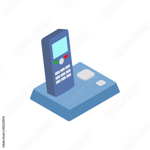 Wireless telephone icon, isometric 3d style