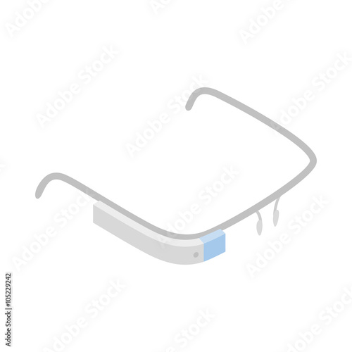 Interactive glasses icon, isometric 3d style