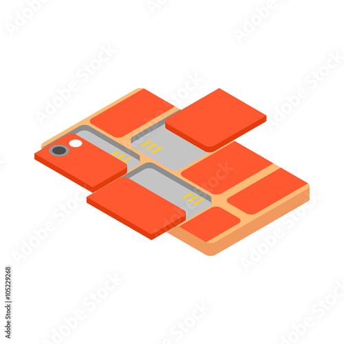 Modular smartphone icon, isometric 3d style 