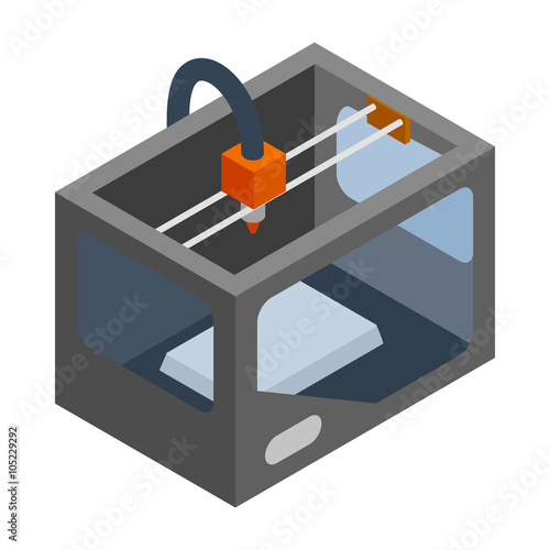 3d printer icon, isometric 3d style