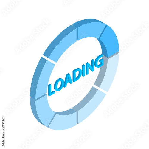 Loading circle sign icon, isometric 3d style