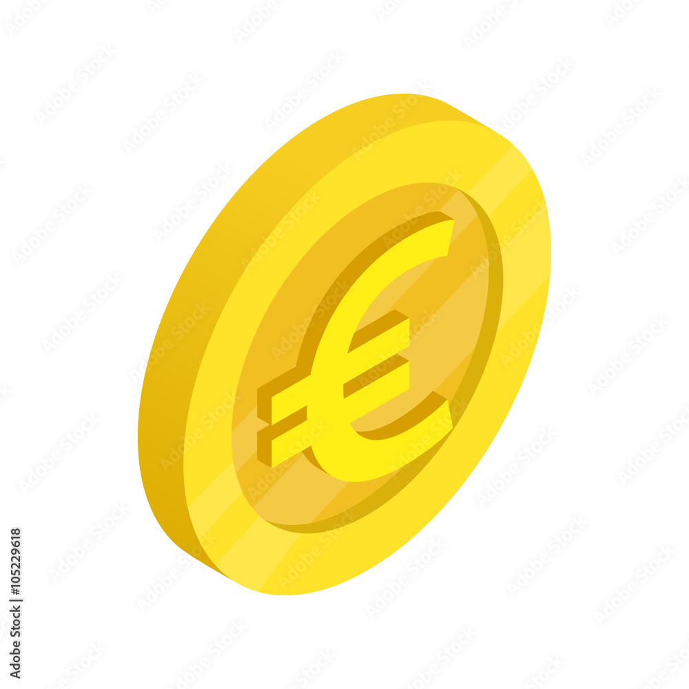 Gold coin with euro sign icon, isometric 3d style Gold coin with euro sign icon, isometric 3d style
