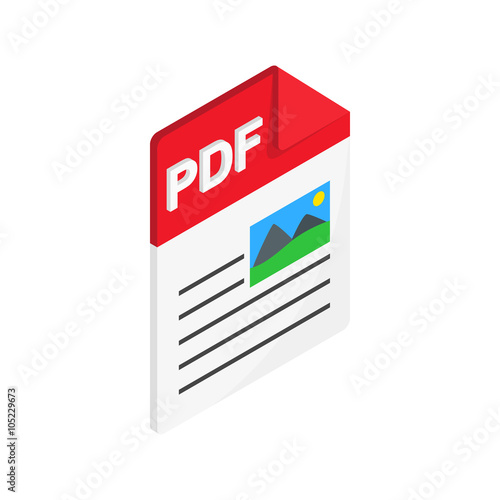 PDF file icon, isometric 3d style