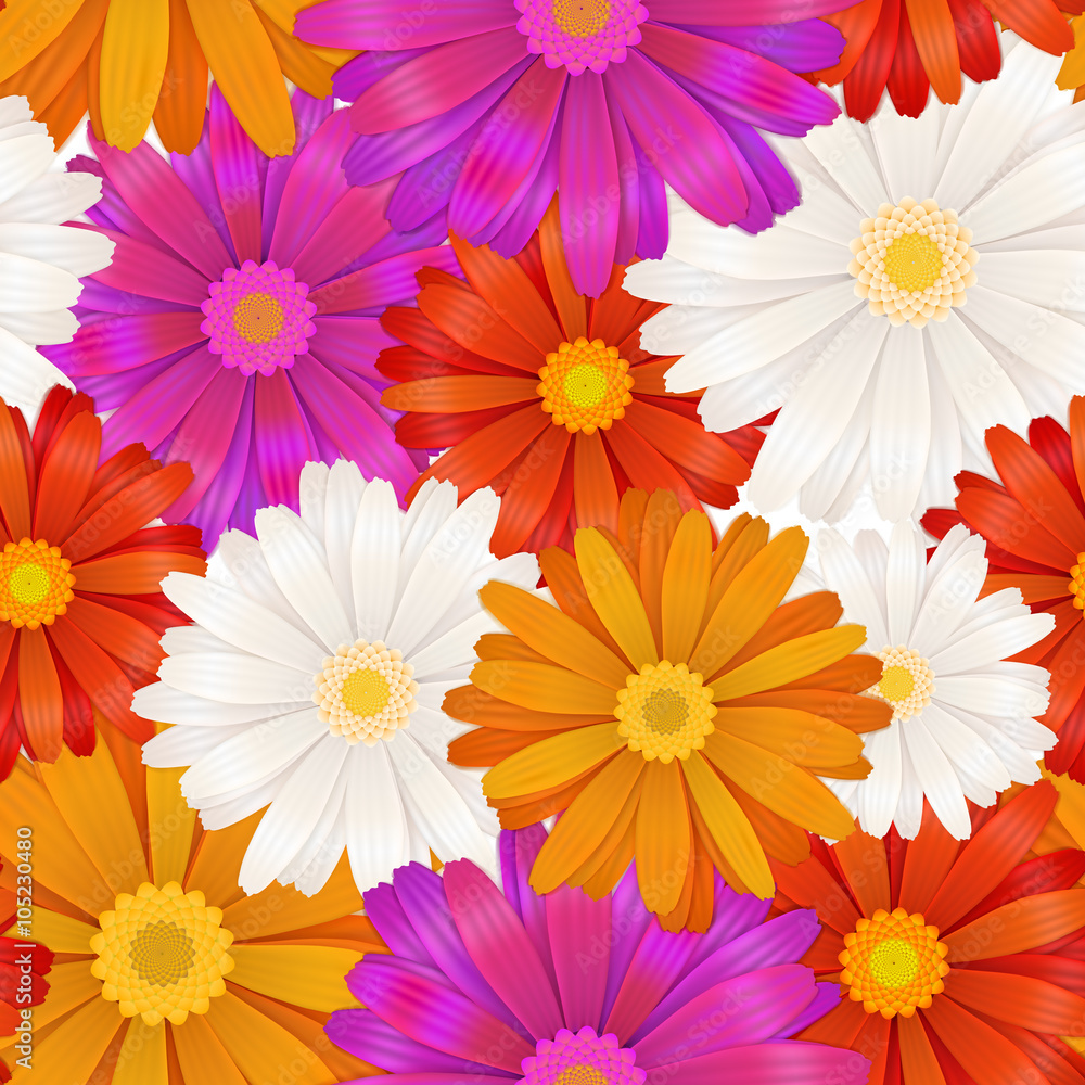Colourful gerbera flowers seamless pattern Colourful gerbera flowers seamless pattern