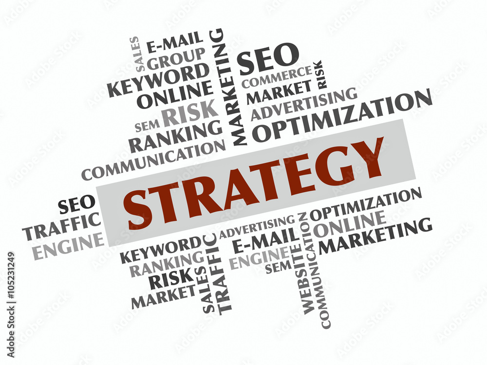 Strategy word cloud, Business concept