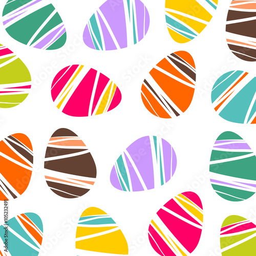 Cheerful Easter background with colorful decorated eggs