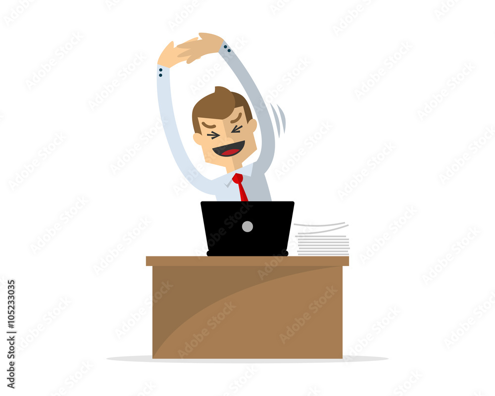 Vector of a businessman or employee stretching Vector of a businessman or employee stretching
