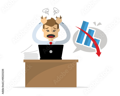 Vector of  a businessman get a headache because of his unsuccessful work