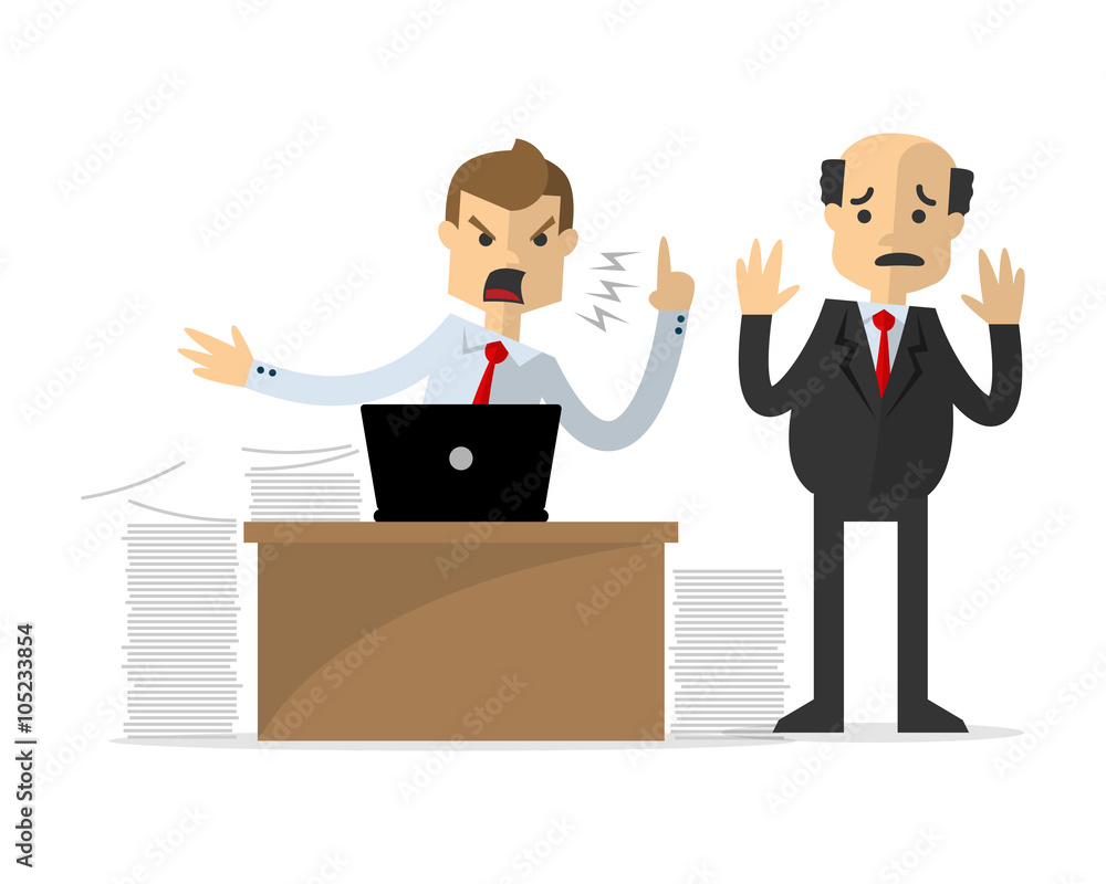 Vector of a businessman angry to his boss Vector of a businessman angry to his boss