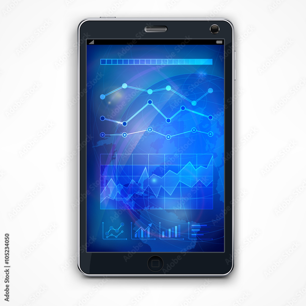 Infographic on blue phone screen Infographic on blue phone screen