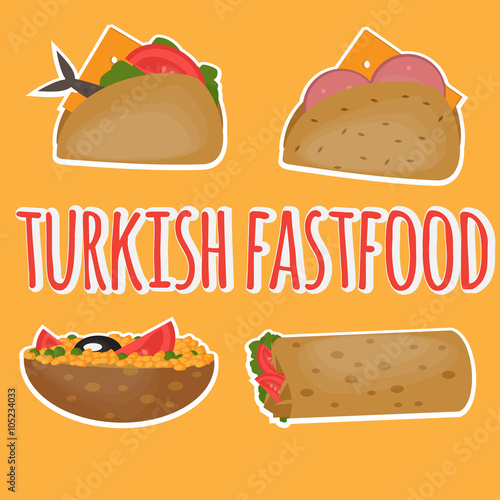 Turkish Fast food, Traditional  street food, Turkish cuisine.