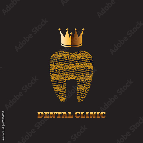 Gold Tooth with a Crown dark Background Stomatology Clinic Icon