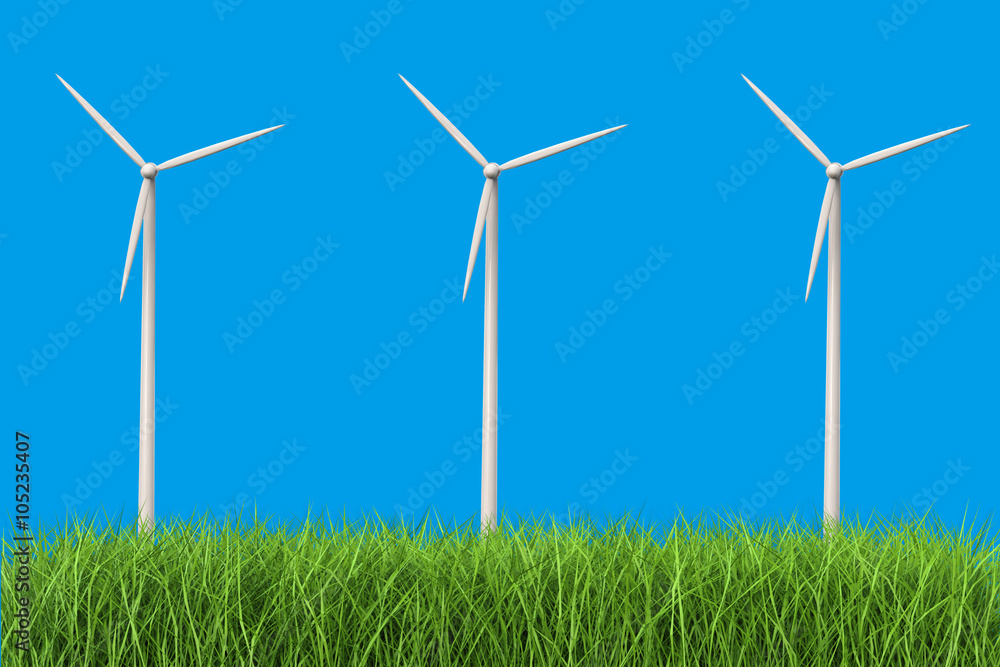 wind turbines in grass field wind turbines in grass field