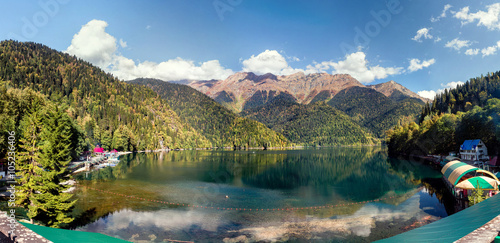 an unusual view of mountain lake Ritsa in Abkhazia Republic