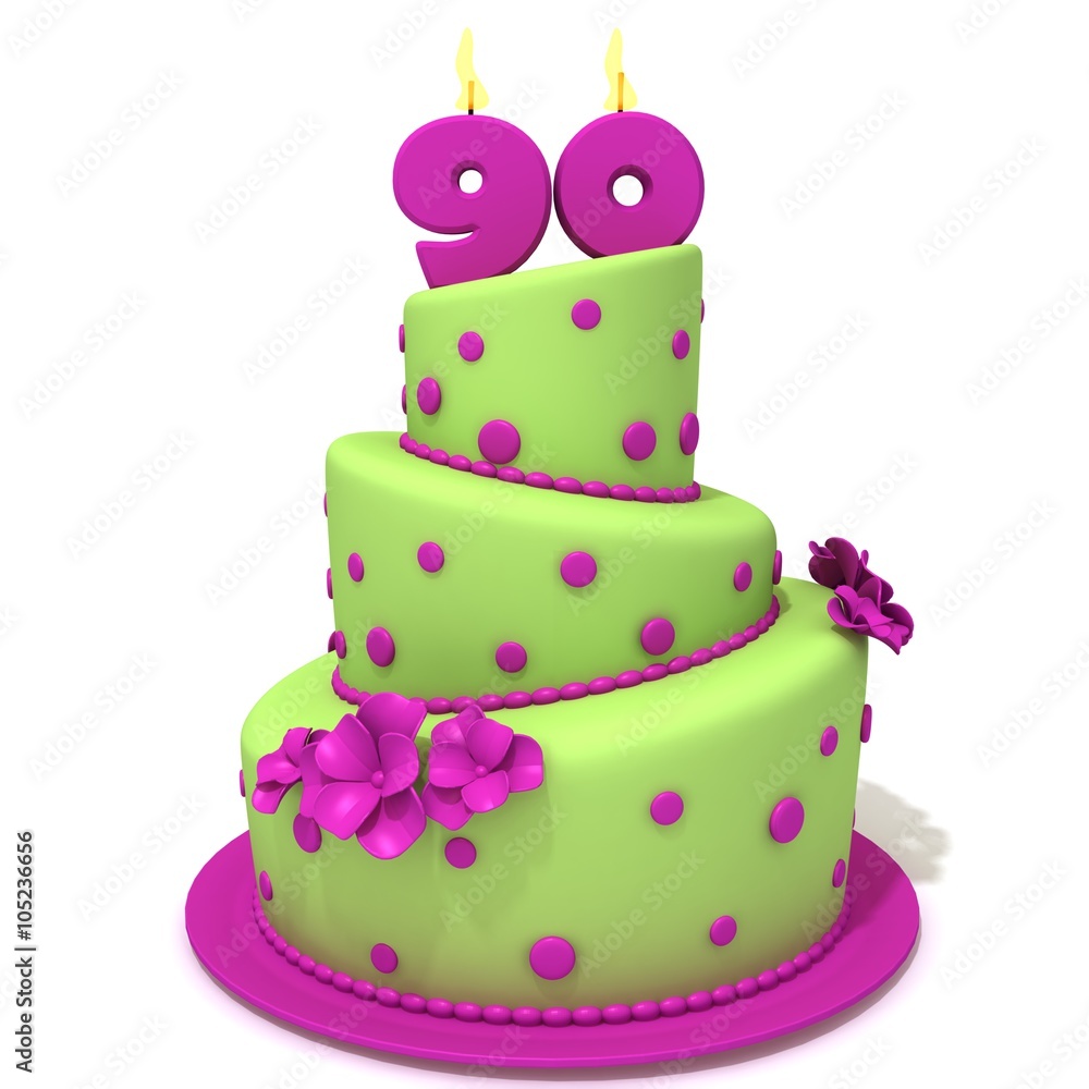 Birthday cake with number ninety Birthday cake with number ninety