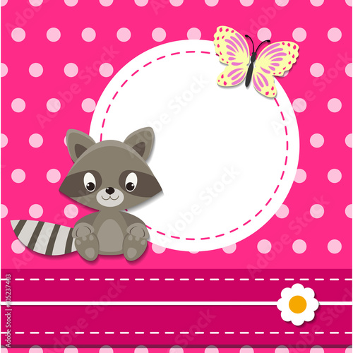 layout greeting card raccoon