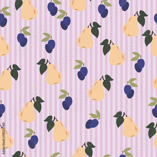 seamless pattern of pear and plum