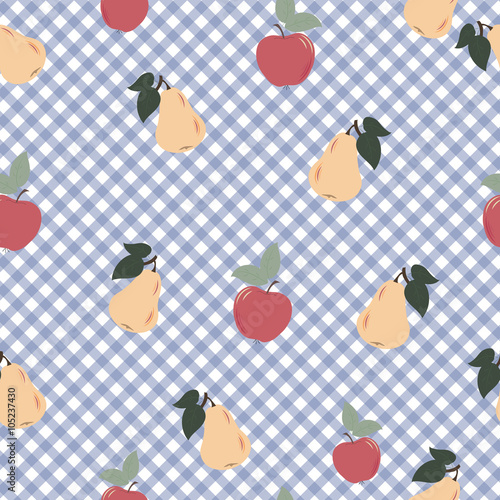 seamless pattern of pear and apples