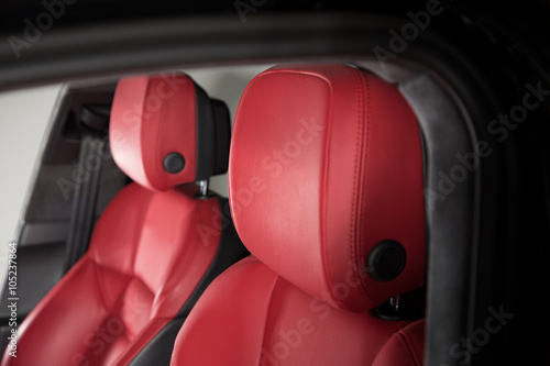 SUV headrests in red leather