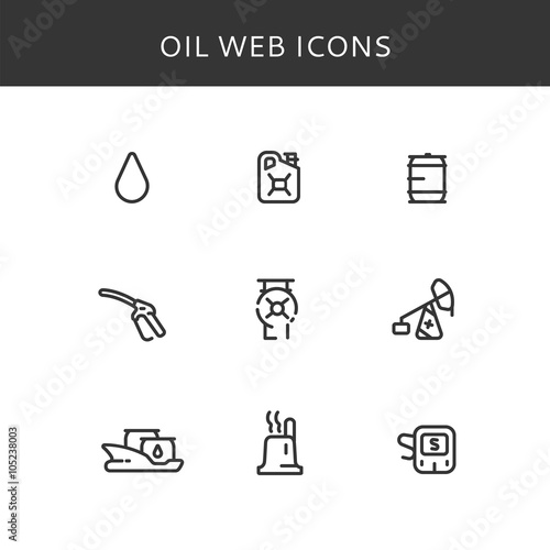 Set of vector icons oil. Oil industry vector icons. Web oil icons
