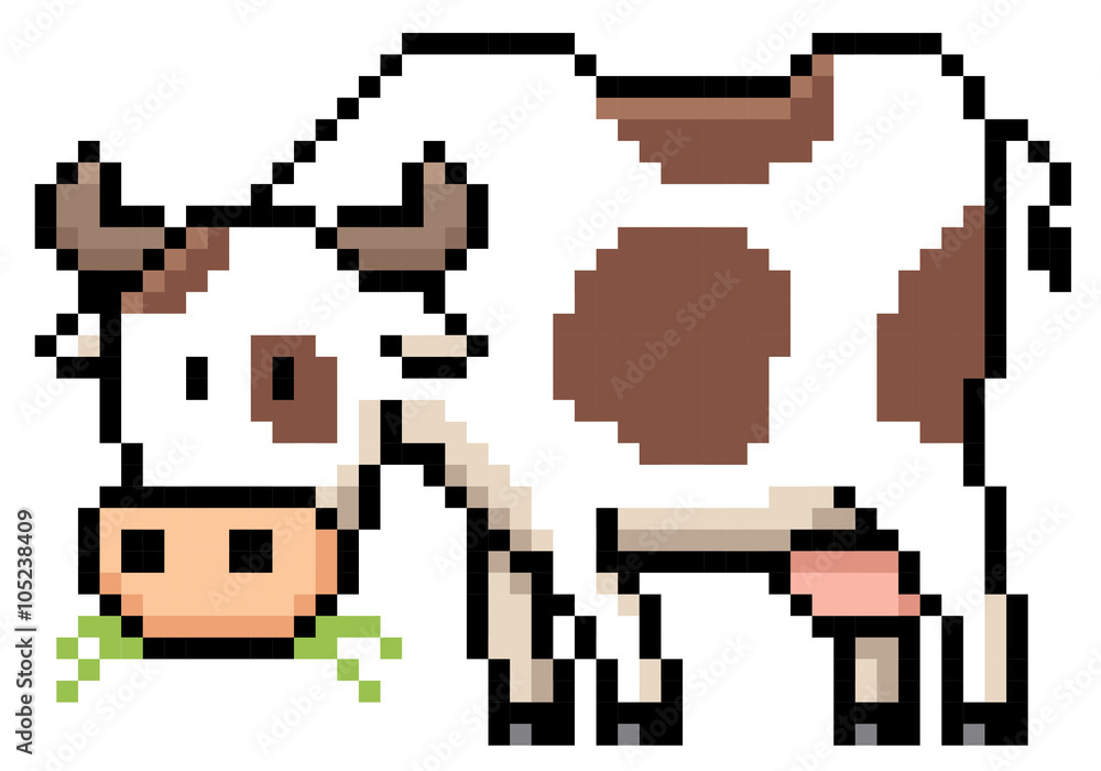 Vector illustration of cartoon Cow - Pixel design Vector illustration of cartoon Cow - Pixel design