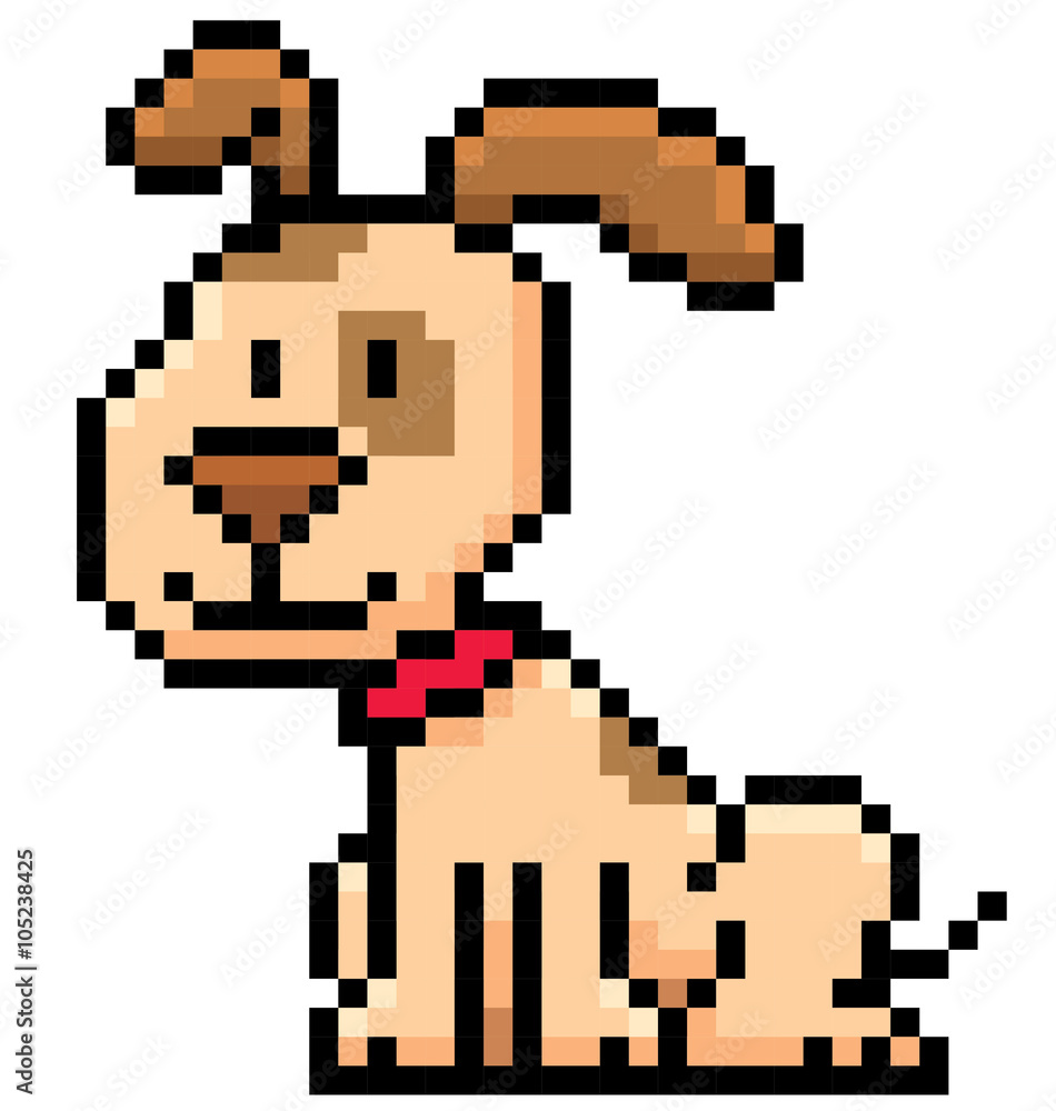 Vector illustration of cartoon Dog - Pixel design Vector illustration of cartoon Dog - Pixel design