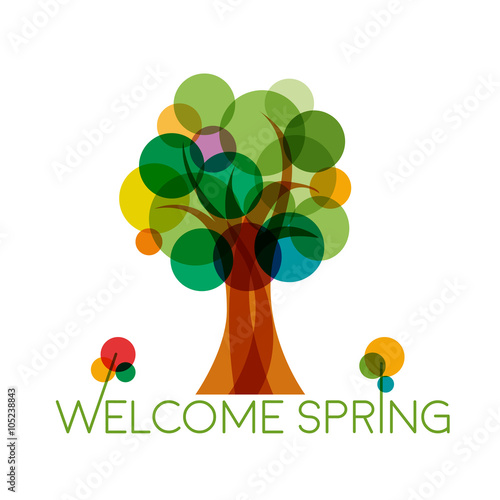 Vector welcome spring, abstract tree