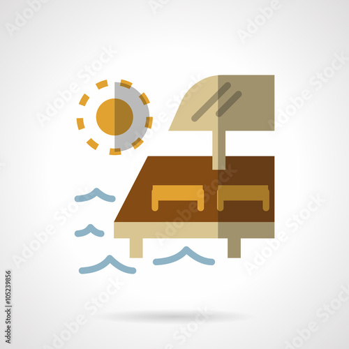 Beach relaxing flat color design vector icon