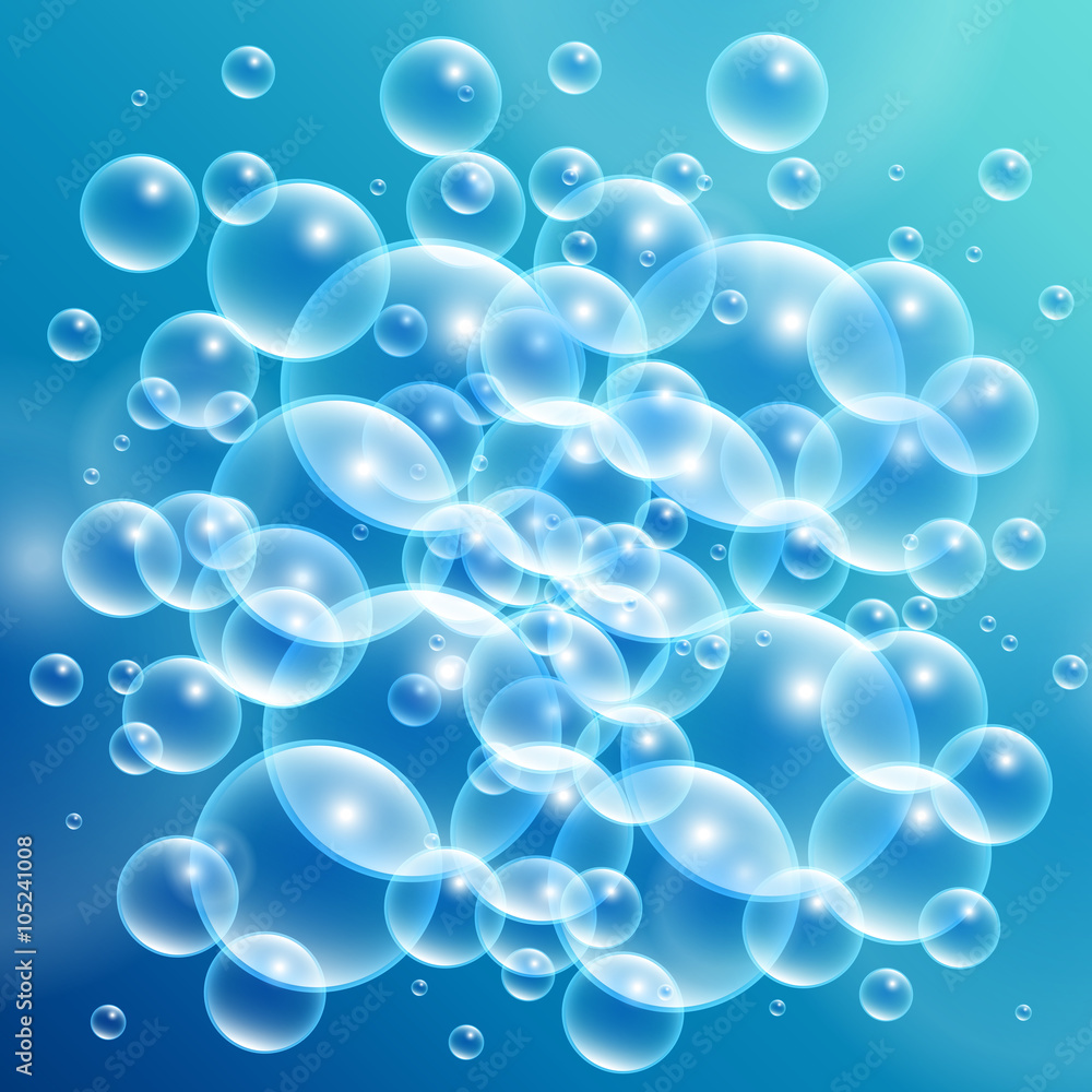 Colorful Blue Water Bubbles Background