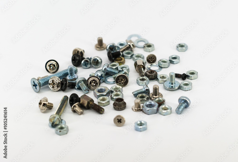 Nuts and bolts isolated on white background Nuts and bolts isolated on white background