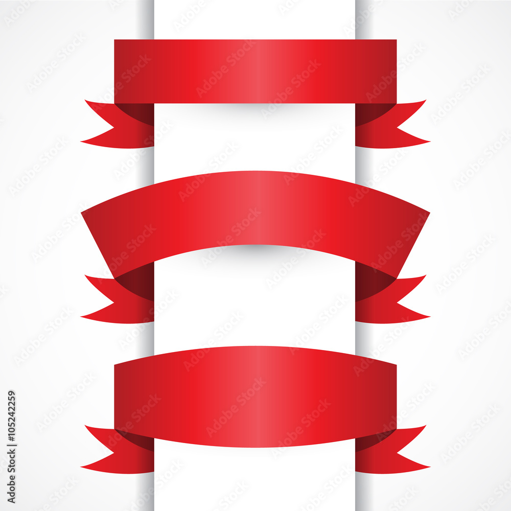 Set of Realistic Red vector ribbons for your design project. Arch, flag shapes. Set of Realistic Red vector ribbons for your design project. Arch, flag shapes.