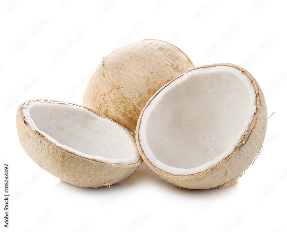 Young sweet coconuts close-up isolated on white background. Young sweet coconuts close-up isolated on white background.