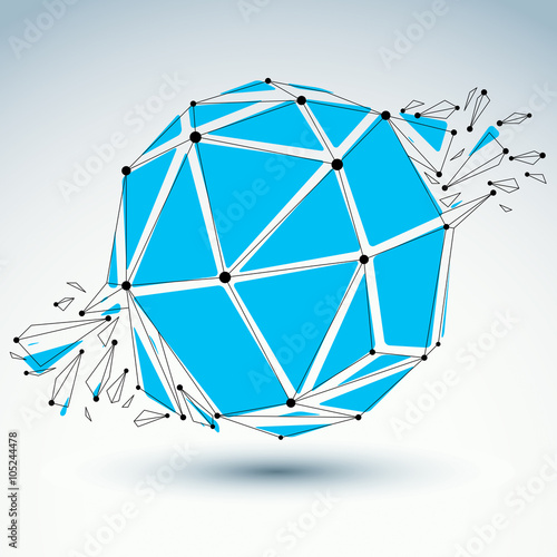 3d vector low poly spherical object with black connected lines a