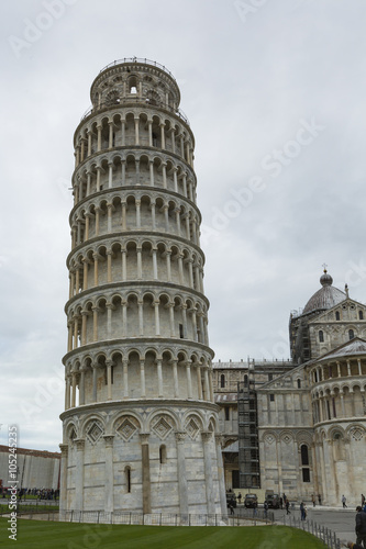 PIZA, ITALY - 10 MARCH, 2016: View of Leaning tower and the Basi