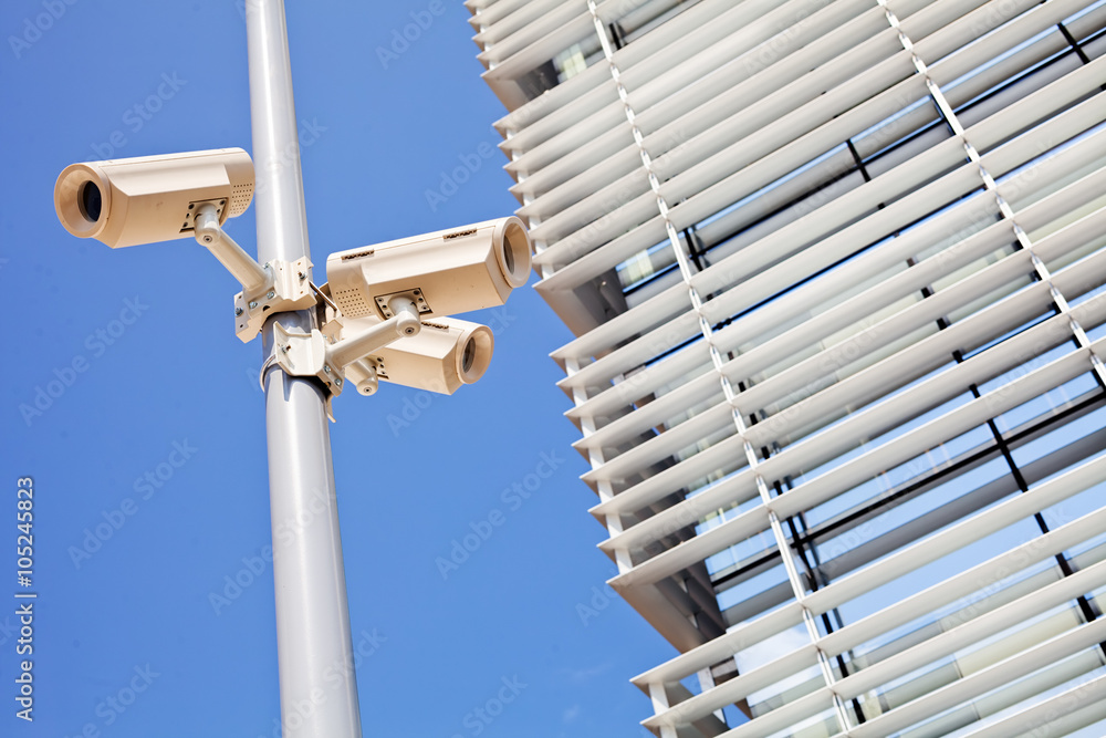 Surveillance cameras on the pole Surveillance cameras on the pole