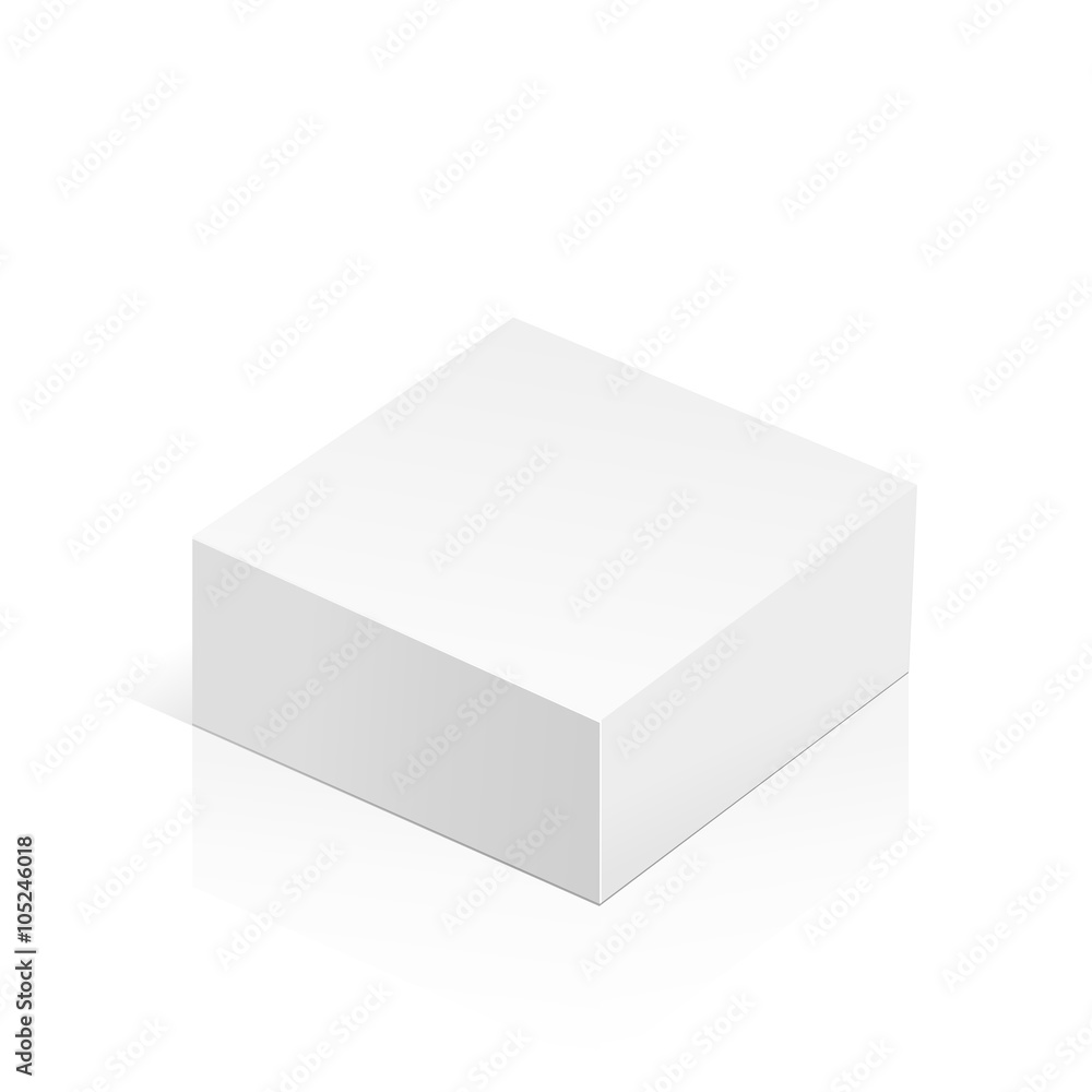 White realistic 3D box. Object isolated on white background. Template vector illustration for trade, stand or packaging design. Rectangle White realistic 3D box. Object isolated on white background. Template vector illustration for trade, stand or packaging design. Rectangle