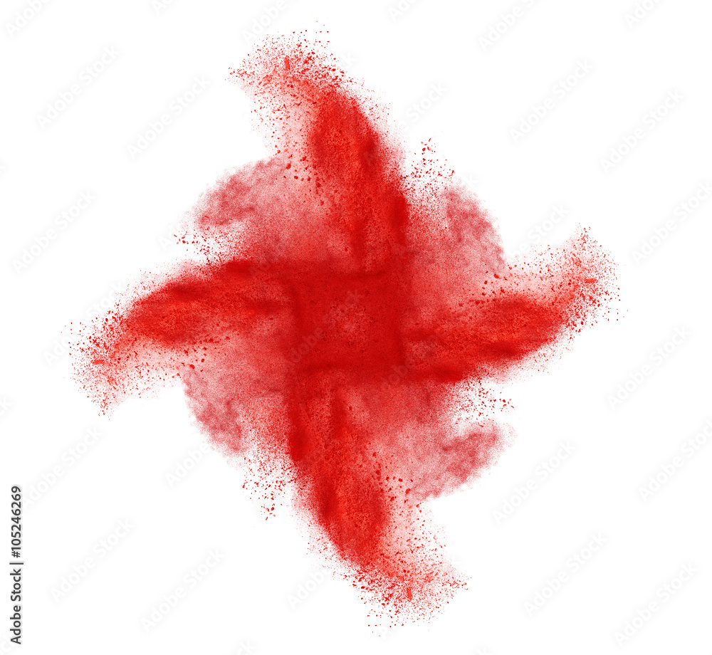 Red colorful powder splash on white background Red colorful powder splash on white background
