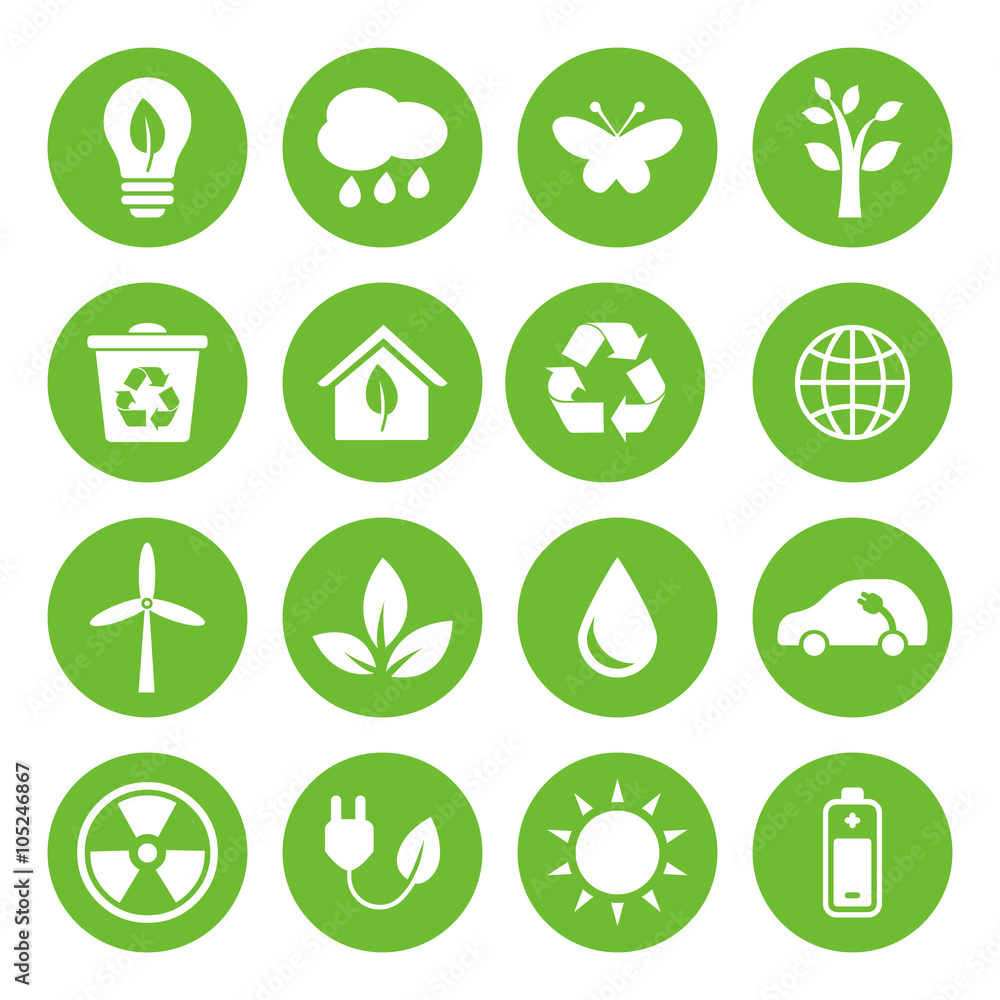 Set of vector Eco Icons in flat style Set of vector Eco Icons in flat style