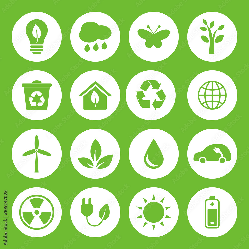 Set of vector Eco Icons in flat style Set of vector Eco Icons in flat style