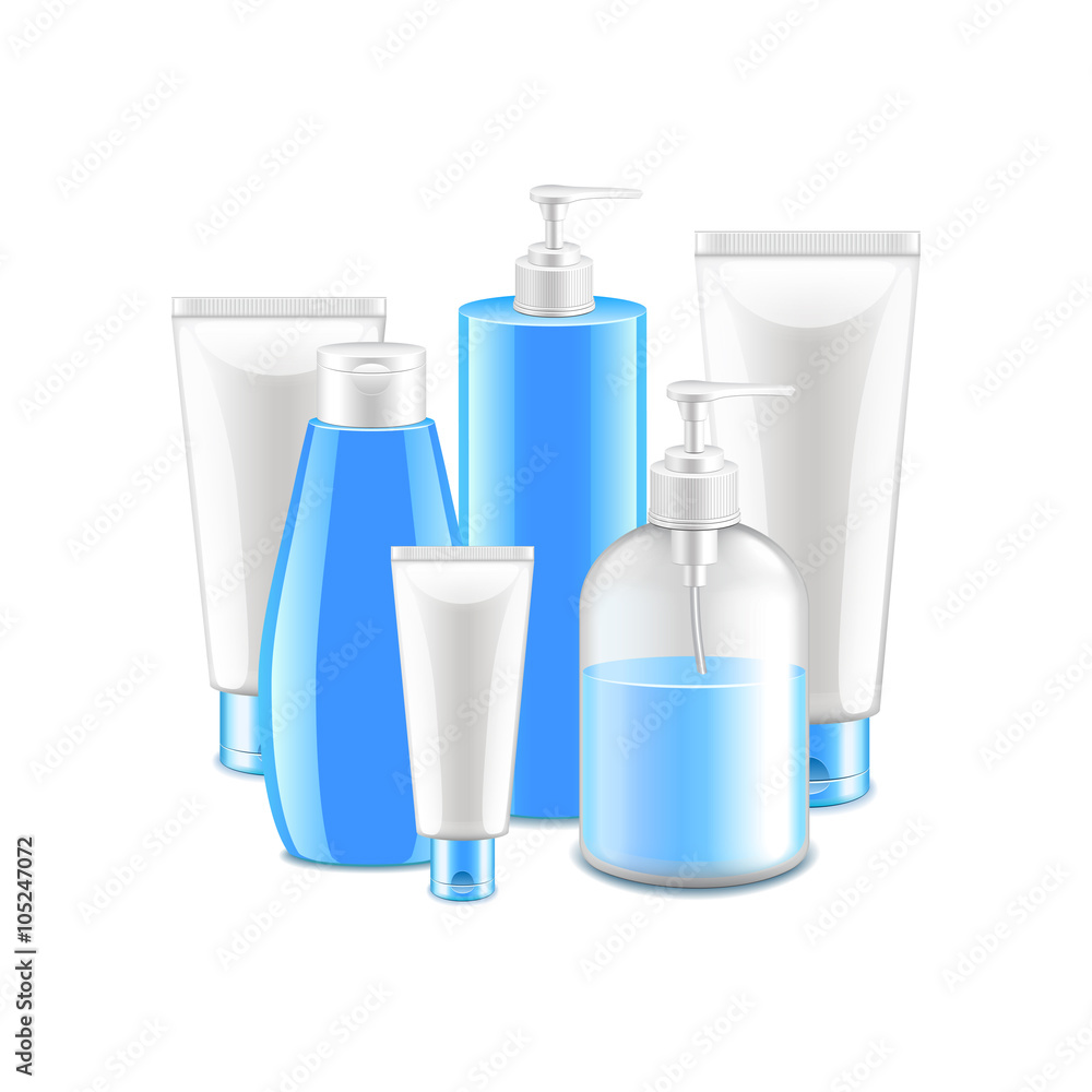 Cosmetic collection isolated on white vector Cosmetic collection isolated on white vector