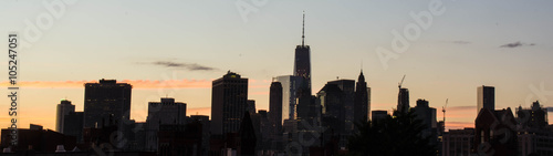 Manhattan skyscrapers view from Brownstone  Brooklyn