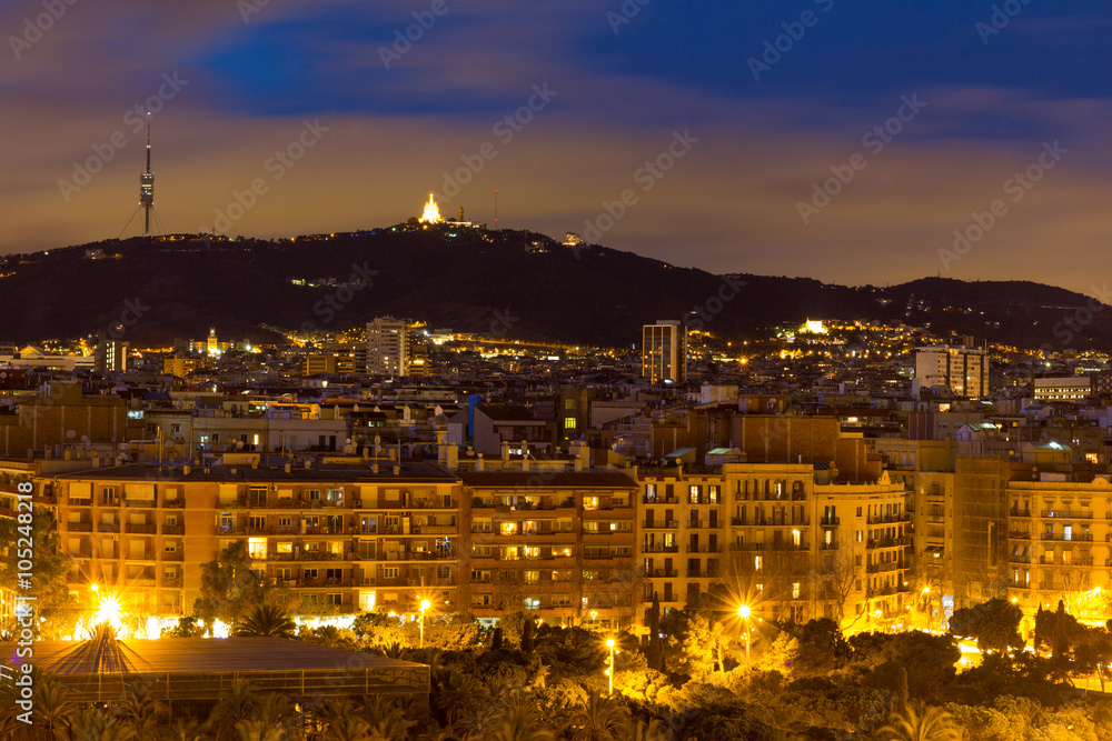 Panorama of the city of Barcelona, Spain