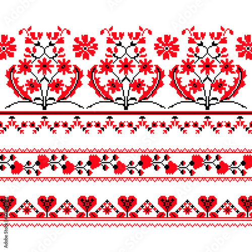 Set of Ethnic ornament pattern with  cross stitch  flower