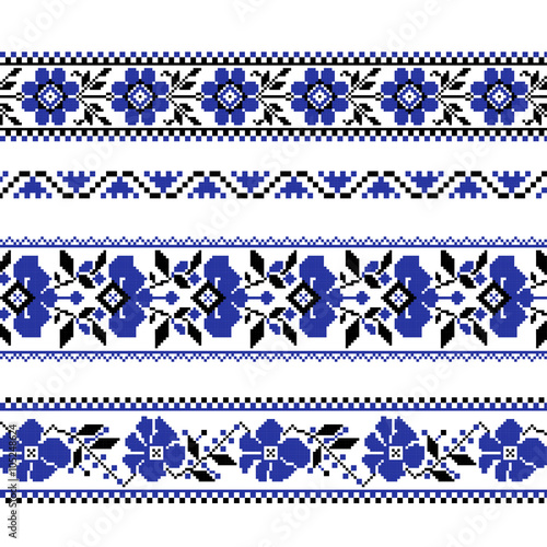 Set of Ethnic ornament pattern with  cross stitch  flower