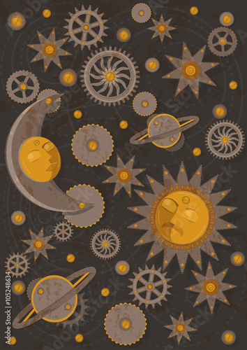 Illustration of dynamical (gravitational) astronomy or celestial mechanics