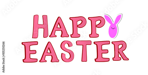 happy easter with pink bunny