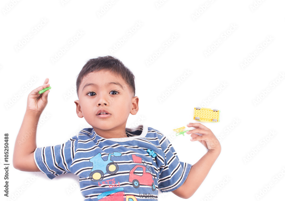 little boy thinking on white background little boy thinking on white background