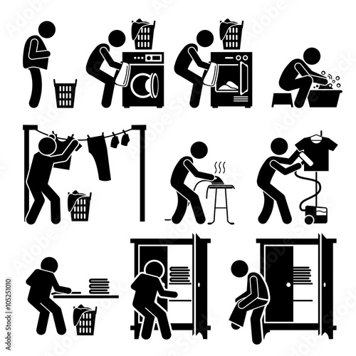 Laundry Works Washing Clothes Pictogram