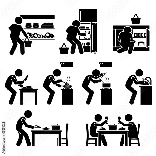 Cooking at Home and Preparing Food Pictogram